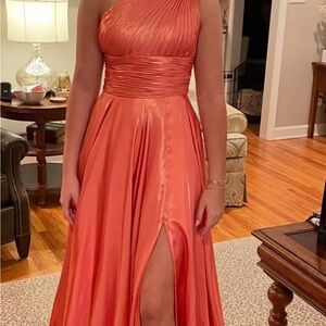 Sherri Hill One-Shoulder Coral Dress